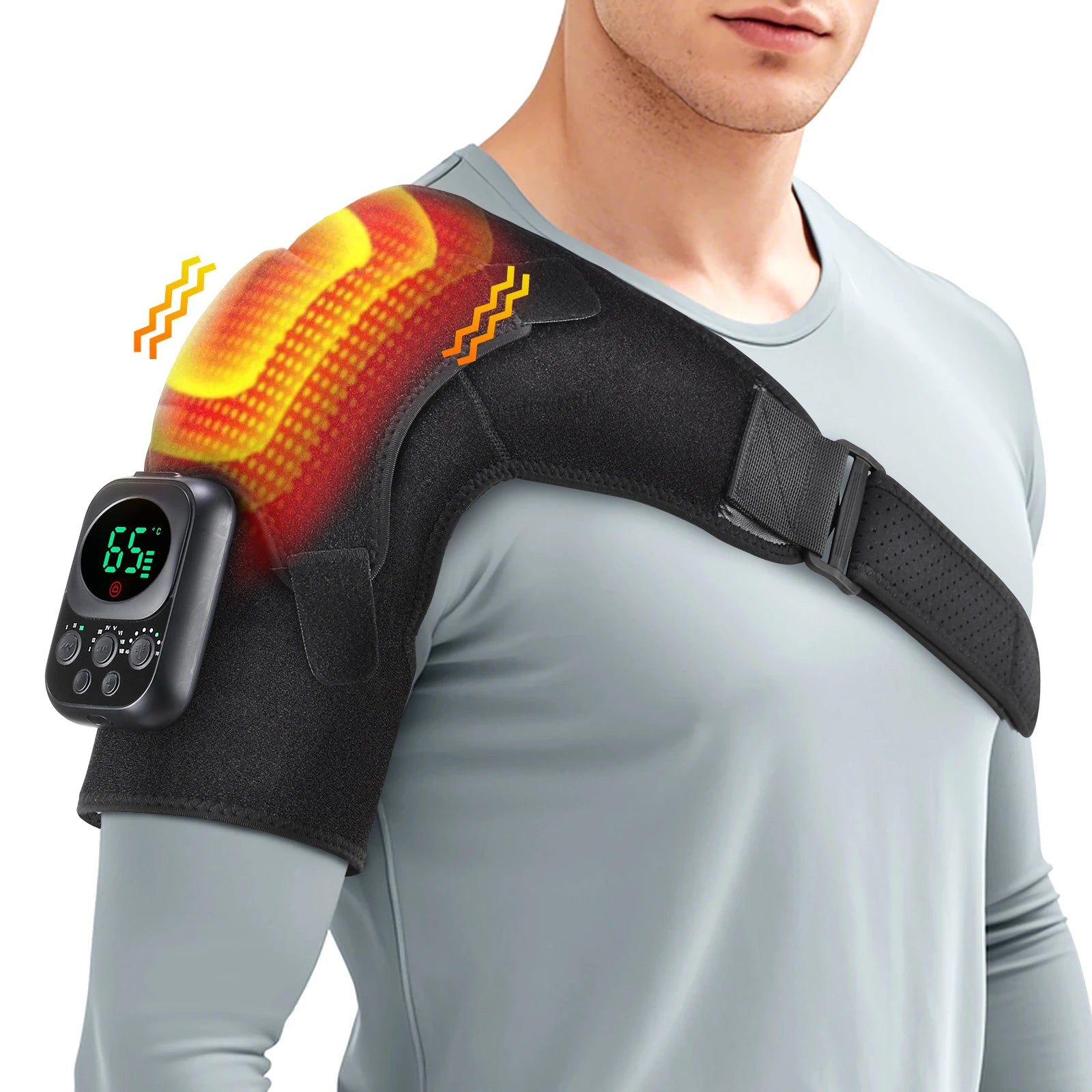 Electric Shoulder Brace for Men & Women, Shoulder Heated Pad Support Mobile Control, Joint Tendonitis Promote Blood Circulation
