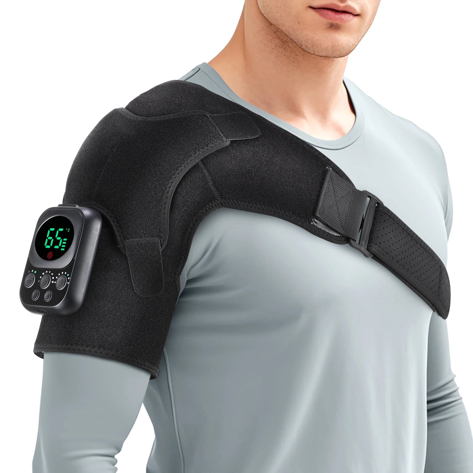 Electric Shoulder Brace for Men & Women, Shoulder Heated Pad Support Mobile Control, Joint Tendonitis Promote Blood Circulation