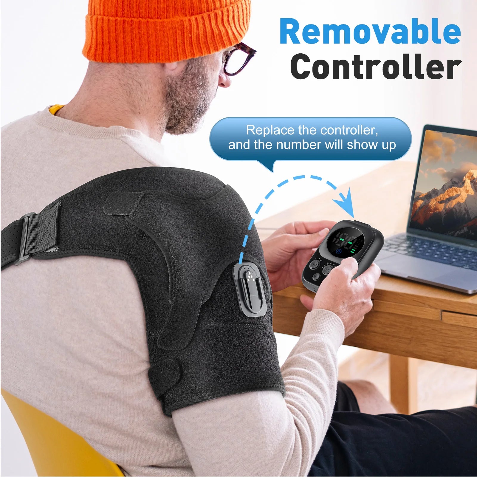 Electric Shoulder Brace for Men & Women, Shoulder Heated Pad Support Mobile Control, Joint Tendonitis Promote Blood Circulation